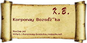 Korponay Bozsóka névjegykártya
